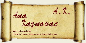 Ana Kaznovac vizit kartica
